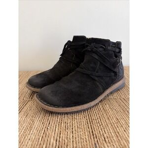 Born Boots Tarkiln black distressed ankle bootie zip‎ Womens Sz 8.5/40 Grunge